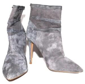 Ankle Boots Womens Size 7 Gray Suede Stiletto Pointed Toe Zip Booties FLAPPPER